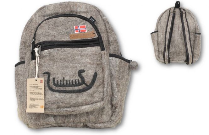 Hovedbilde Ryggsekk i ull med vikingskip